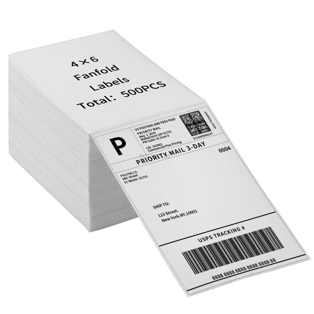 Bulk 10000 High-Quality 100*150mm Direct thermal labels fanfold[500*20 stacks]